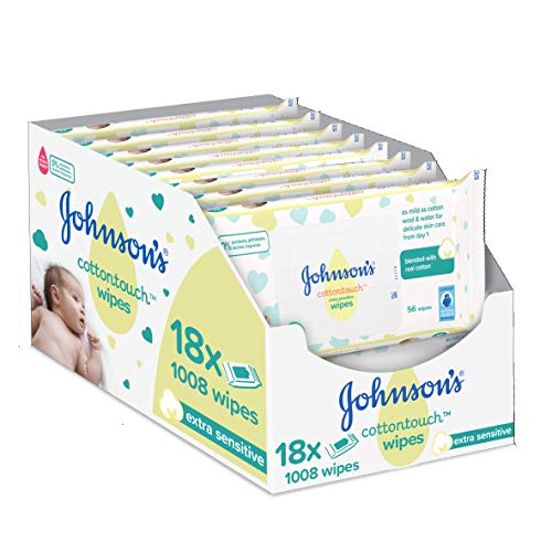 JOHNSON'S Cottontouch Extra Sensitive Wipes 1008 ct (56x18) ÃÂÃÂ Blended with Real Cotton ÃÂÃÂ pH Balanced for Delicate Skin