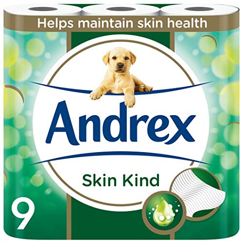 Andrex Toilet Roll - Skin Kind Toilet Paper with Aloe Vera Extract, 9 Toilet Rolls