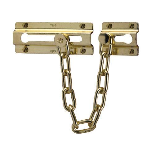 Yale P-1037-PB Door Chain, 6inch/15cm chain length, Polished Brass Finish, Standard Security, Visi Packed, suitable for Wooden doors