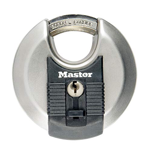 MASTER LOCK Heavy Duty Disc Padlock [Key] [Stainless Steel] [Outdoor] M40EURD - Best Used for Storage Units, Sheds, Garages, Trailers and More