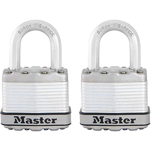 MASTER LOCK Heavy Duty Padlock [Key] [Laminated Steel] [Weatherproof] [Pack of 2] M1EURT - Best Used for Storage Units, Sheds, Garages, Fences